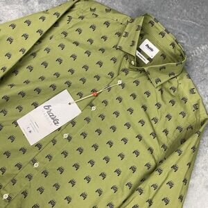 Brava Fabrics Shirt Mens Size M Green Army Jeep Organic‎ Cotton Button Up *READ*